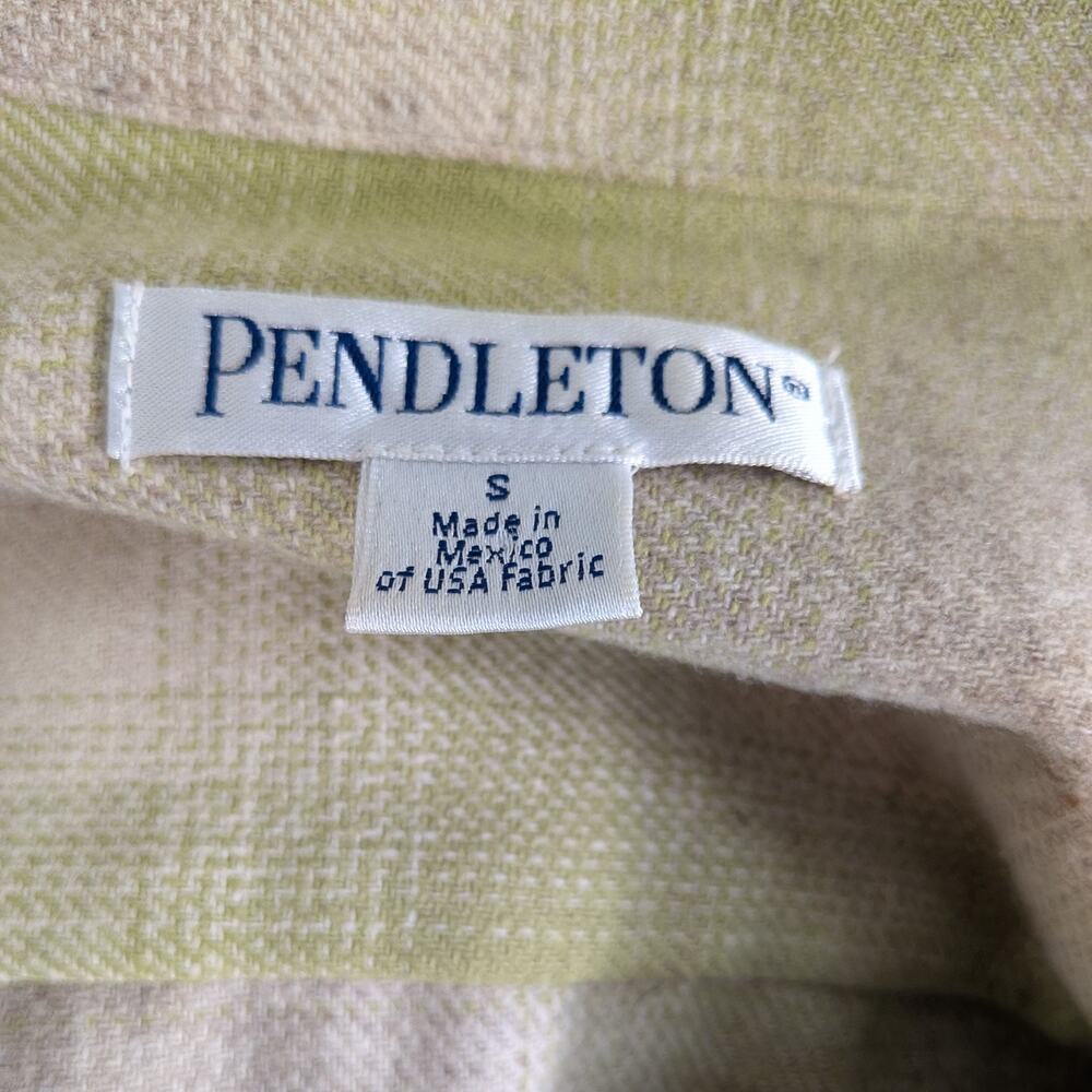 Pendleton Plaid Wool Button Shirt Womens S Green Vintage Top Collar Grunge USA - Picture 7 of 10